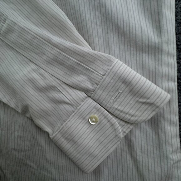 Brooks Brothers 16.5 32 Striped Ivory Gray Slim Fit Point Non Iron Button Up - Picture 10 of 16